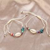 Boho Shell Starfish Charms Bracelet Set Beach Jewelry