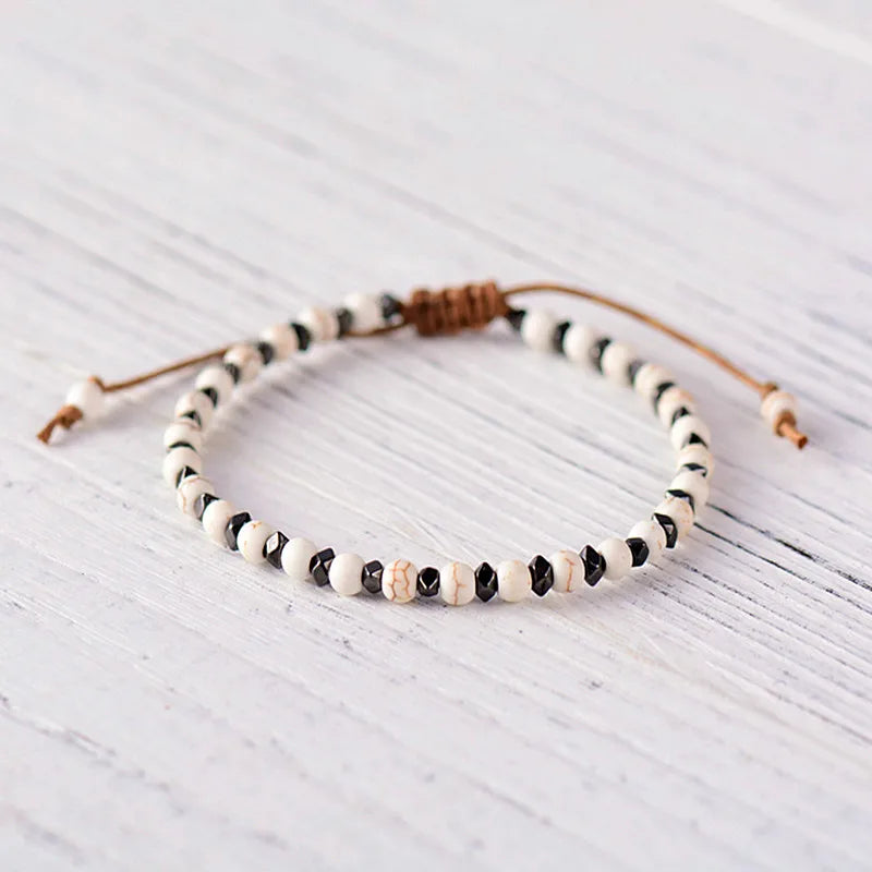 Boho 4mm friendship bracelet metal beads adjustable charm jewelry