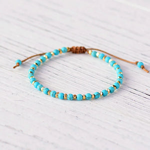 Boho 4mm friendship bracelet metal beads adjustable charm jewelry