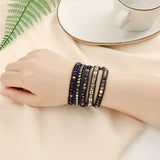 Boho 5 Wrap Leather Lapis Lazuli Bracelet
