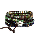 Boho 5 Wrap Leather Lapis Lazuli Bracelet