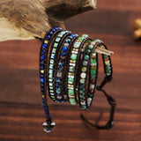 Boho 5 Wrap Leather Lapis Lazuli Bracelet