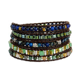 Boho 5 Wrap Leather Lapis Lazuli Bracelet