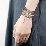Boho Picture Stone Wrap Bracelet with Stainless Steel Chains