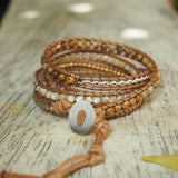 Boho Picture Stone Wrap Bracelet with Stainless Steel Chains