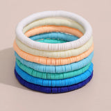 Boho 6MM Polymer Clay Heishi Beads Stretch Bracelet Multicolor 6pcs