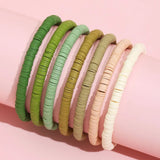 Boho 6MM Polymer Clay Heishi Beads Stretch Bracelet Multicolor 6pcs