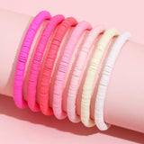 Boho 6MM Polymer Clay Heishi Beads Stretch Bracelet Multicolor 6pcs