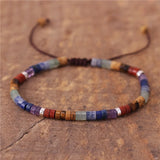Boho 7 Chakra Rainbow 4mm Natural Stone Beads Dainty Bracelet