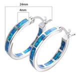 Boho 925 Silver Fire Opal Earring Hoop Women Jewelry