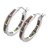 Boho 925 Silver Fire Opal Earring Hoop Women Jewelry
