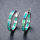Boho 925 Silver Fire Opal Earring Hoop Fine Jewelry
