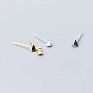 Boho 925 Silver Small Pyramid Stud Earrings for Women Men