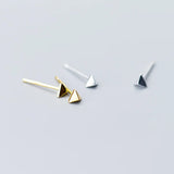 Boho 925 Silver Small Pyramid Stud Earrings for Women Men