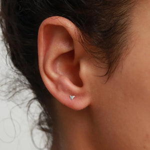 Boho 925 Silver Small Pyramid Stud Earrings for Women Men