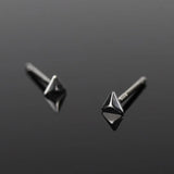Boho 925 Silver Small Pyramid Stud Earrings for Women Men