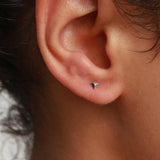 Boho 925 Silver Small Pyramid Stud Earrings for Women Men
