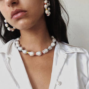 Boho Baroque Pearls Mixed Beads Clavicle Necklace Women Choker