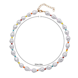 Boho Baroque Pearls Mixed Beads Clavicle Necklace Women Choker
