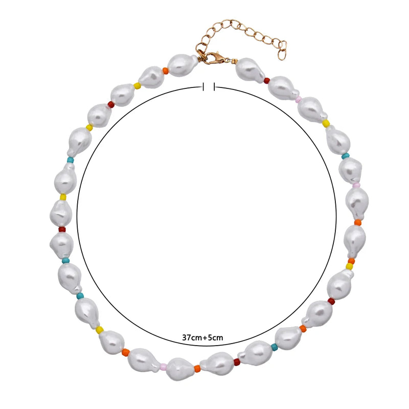 Boho Baroque Pearls Mixed Beads Clavicle Necklace Women Choker