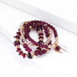 Boho Beaded Charm Multilayer Crystal Bracelet Tassel Pendant Wrap