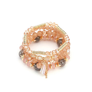 Boho Beaded Charm Multilayer Crystal Bracelet Tassel Pendant Wrap