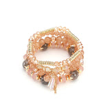 Boho Beaded Charm Multilayer Crystal Bracelet Tassel Pendant Wrap