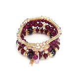 Boho Beaded Charm Multilayer Crystal Bracelet Tassel Pendant Wrap