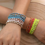Boho Beads Colorful Beaded Bracelets Winter Painted Copper Beads Bracelet