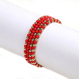 Boho Beads Colorful Beaded Bracelets Winter Painted Copper Beads Bracelet