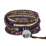 Purple Crystal Beaded Bracelet for Men Women