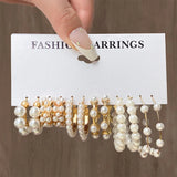 Boho Vintage Pearl Square Earrings Set