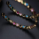 Boho Big Hoop Earring Bezel Setting Rainbow CZ Stone Gorgeous Jewelry
