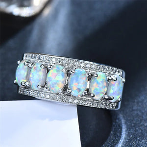 Vintage Silver Fire Opal Stone Ring Heart Engagement Ring