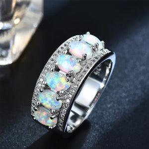 Vintage Silver Fire Opal Stone Ring Heart Engagement Ring