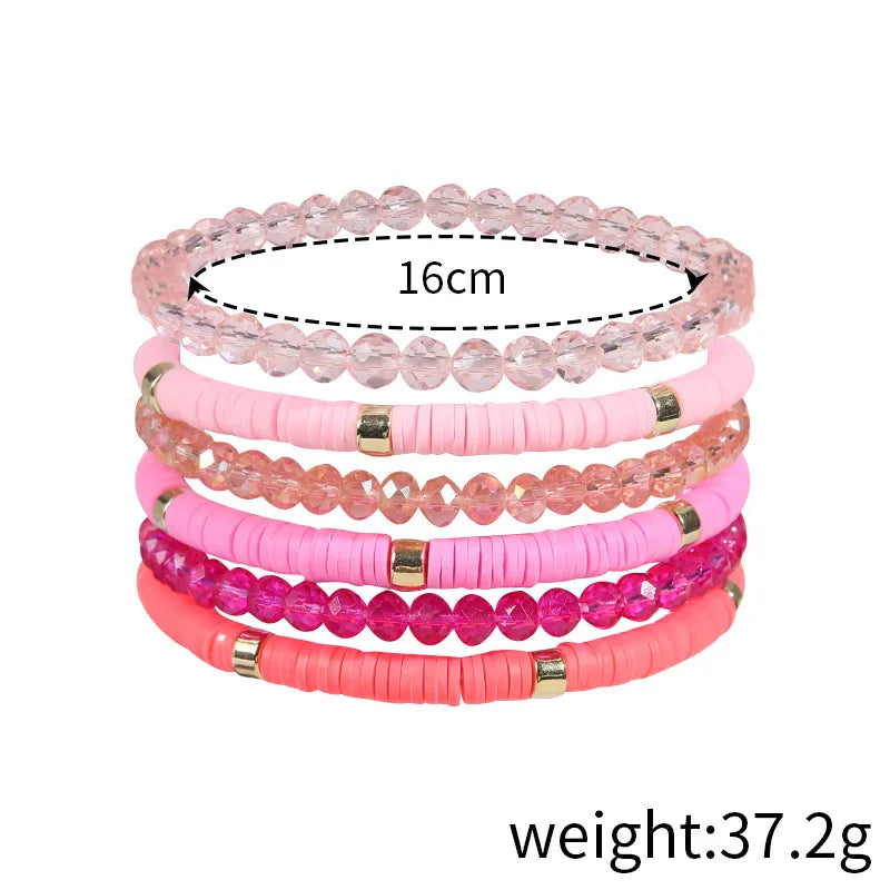 Boho Bracelet Set for Women Colorful Pottery Holiday Beach Bracelet Charm