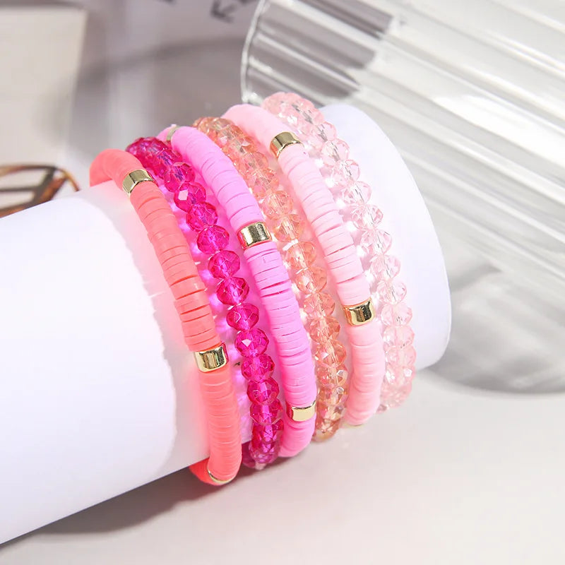 Boho Bracelet Set for Women Colorful Pottery Holiday Beach Bracelet Charm