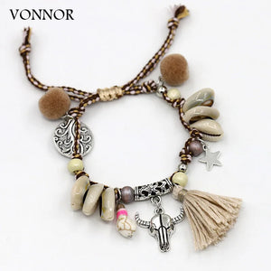 Boho Cow Head Tassel Bracelet Ethnic Jewelry