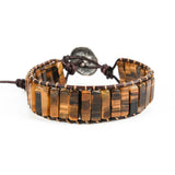Boho Bracelet Tigereye Leather Wrap Semi Precious Stone