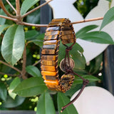 Boho Bracelet Tigereye Leather Wrap Semi Precious Stone