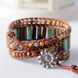 Boho Bracelet Natural Stone 3 Layer Leather Wrap Boho Women Bracelet