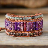 Boho Bracelet Natural Stone 3 Layer Leather Wrap Boho Women Bracelet