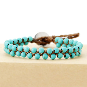 Boho Bracelets Stones Wax Cord Wrap Bracelet Beads String Tribal Bracelet