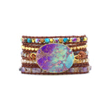 Boho Braided Long Wrap Bracelet Natural Stone Bracelet 5 Wrap