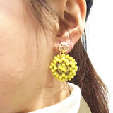 Boho Crystal Beads Drop Earrings Wedding Jewelry
