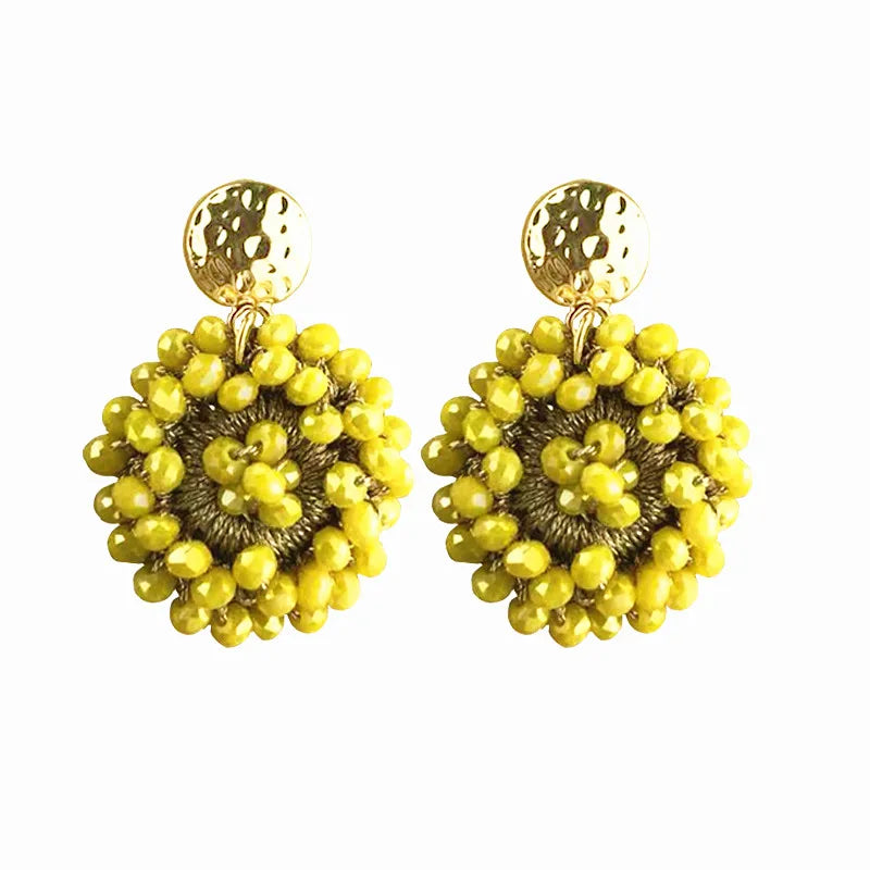 Boho Crystal Beads Drop Earrings Wedding Jewelry