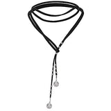 Boho Brown Wrap Velvet Choker Necklace Long Chain Tassels Disc Necklace