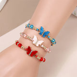 Boho Butterfly Crystal Beads Strand Bracelets for Women