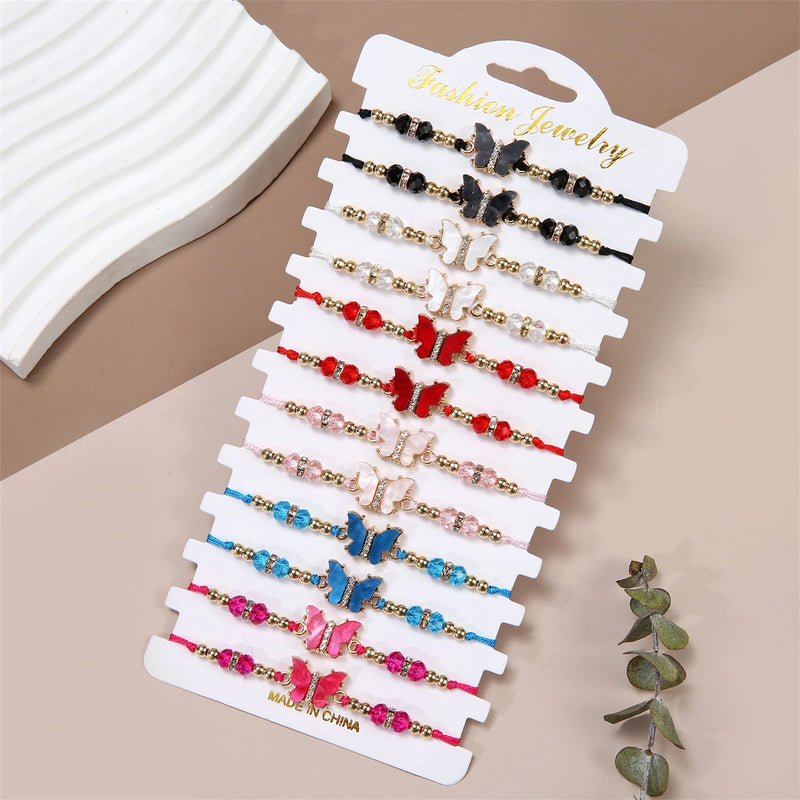 Boho Butterfly Crystal Beads Strand Bracelets for Women