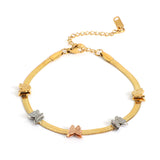 Boho Butterfly Snake Chain Bracelet 3 Golden Stainless Steel Waterproof